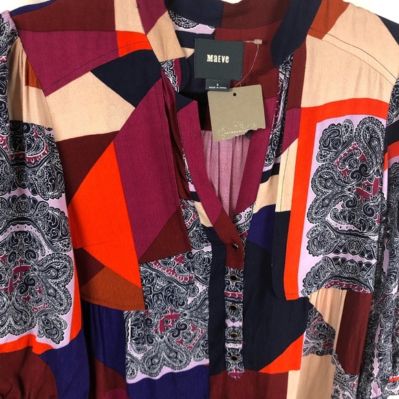 NWT Anthropologie Maeve Taryn Patchwork Shift Dress 0 - Picture 4 of 10